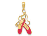 14K Yellow Gold Ballet Slippers Charm Pendant (NO Chain)